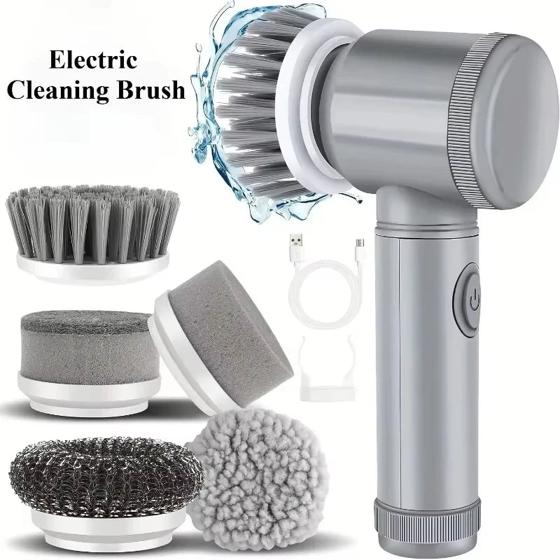 Magic Brush Cordless Spin Scrubber Electric Rechargeable with 5-In-1 Brush Heads for Deep Clean in Bathroom Kitchen Tile Grout