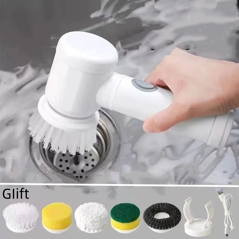 Magic Brush Cordless Spin Scrubber Electric Rechargeable with 5-In-1 Brush Heads for Deep Clean in Bathroom Kitchen Tile Grout