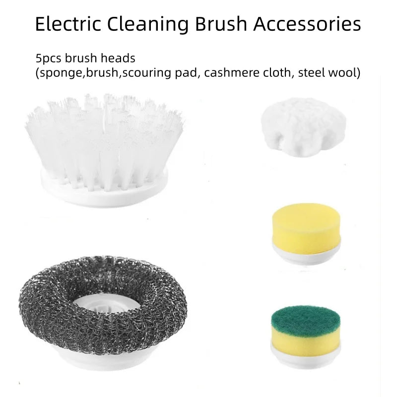 Magic Brush Cordless Spin Scrubber Electric Rechargeable with 5-In-1 Brush Heads for Deep Clean in Bathroom Kitchen Tile Grout