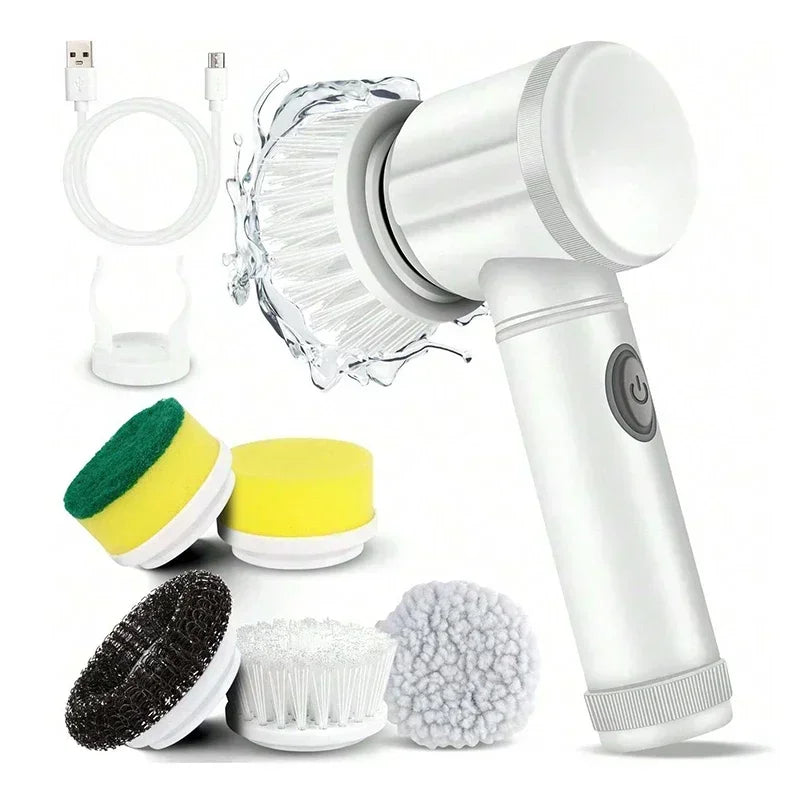 Magic Brush Cordless Spin Scrubber Electric Rechargeable with 5-In-1 Brush Heads for Deep Clean in Bathroom Kitchen Tile Grout